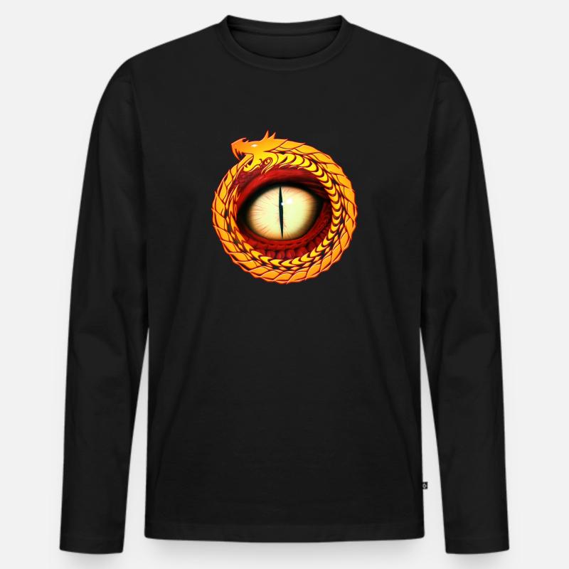 Drachenauge - Männer Premium Bio Langarmshirt - Schwarz