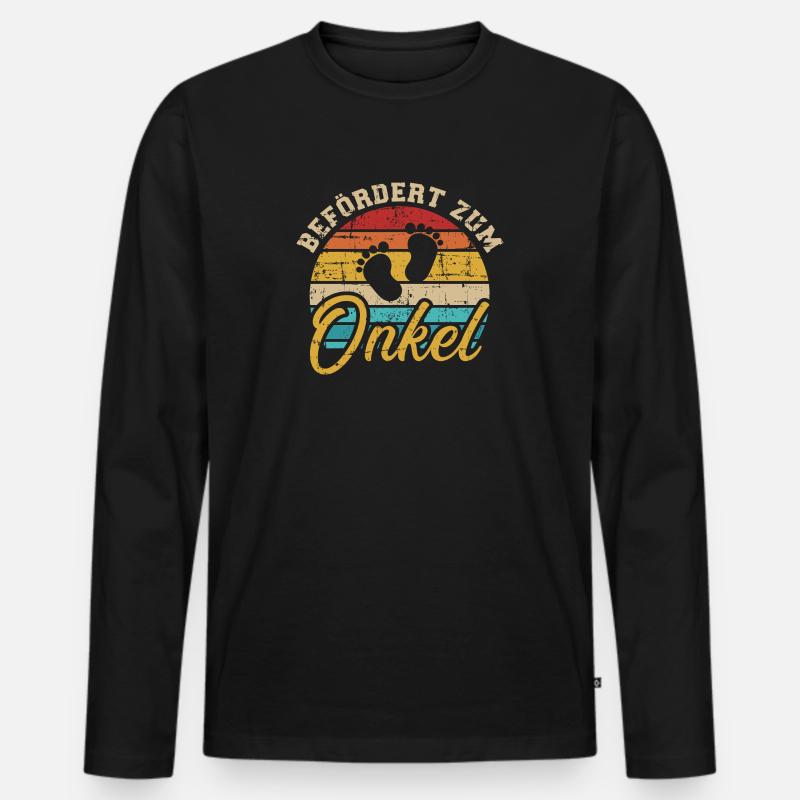 Onkel - Männer Premium Bio Langarmshirt - Schwarz