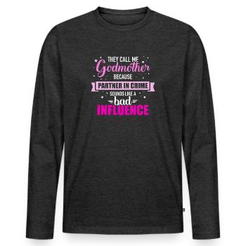 Marraine - T-shirt manches longues Premium bio Homme - anthracite chiné - Devant - Nico (187cm)