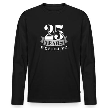 Anniversaire de mariage en argent - T-shirt manches longues Premium bio Homme - noir - Devant - Nico (187cm)