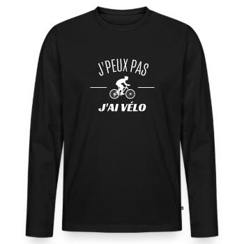 J'peux pas j'ai vélo - T-shirt manches longues Premium bio Homme - noir - Devant - Nico (187cm)