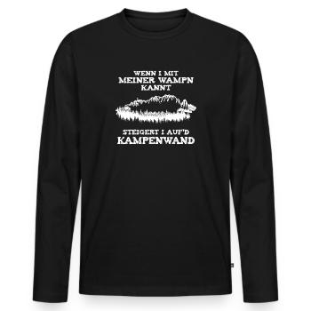 Wenn I mit meiner Wampn kannt / Kampenwand, Berg - Männer Premium Bio Langarmshirt - Schwarz - Vorne - Nico (187cm)