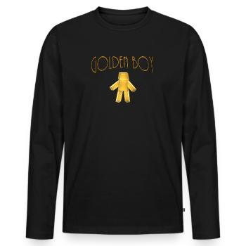 Golden Boy - T-shirt manches longues Premium bio Homme - noir - Devant - Nico (187cm)