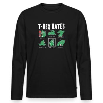Lustiges T Rex Hates Boxing, Push UP, Pull ups - Männer Premium Bio Langarmshirt - Schwarz - Vorne - Nico (187cm)
