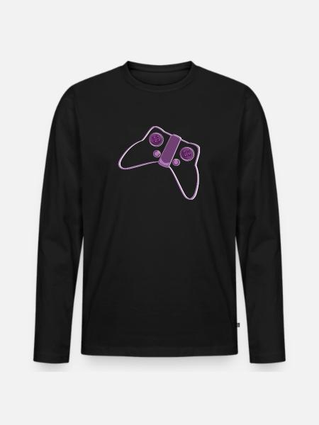 Controller Pink Purple - Men's Premium Organic Long Sleeve Shirt - black