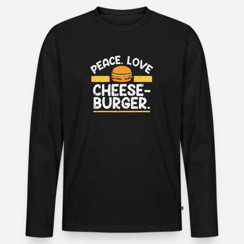 peace love cheeseburger - Männer Premium Bio Langarmshirt - Schwarz