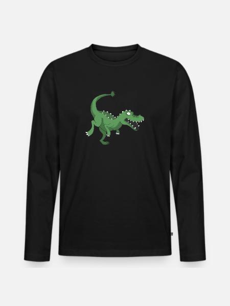 Dino 30 - Männer Premium Bio Langarmshirt - Schwarz