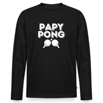 PAPY PONG - TENNIS DE TABLE FAMILLE HUMOUR - T-shirt manches longues Premium bio Homme - noir - Devant - Nico (187cm)