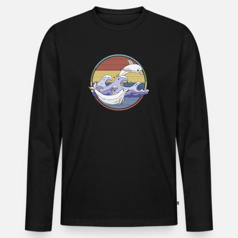 Delphine - Männer Premium Bio Langarmshirt - Schwarz