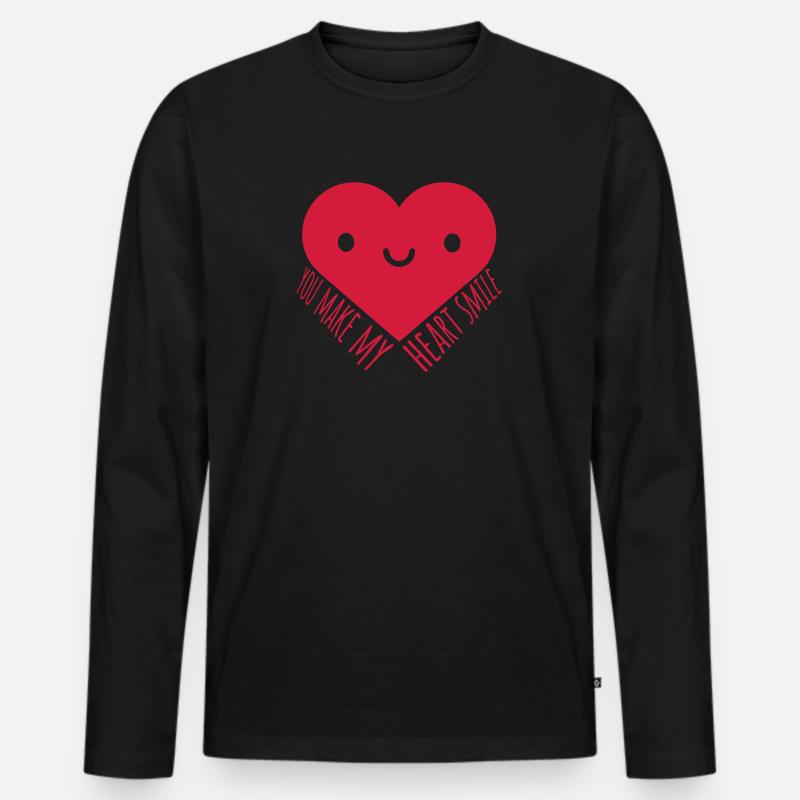 make my heart smile - Männer Premium Bio Langarmshirt - Schwarz