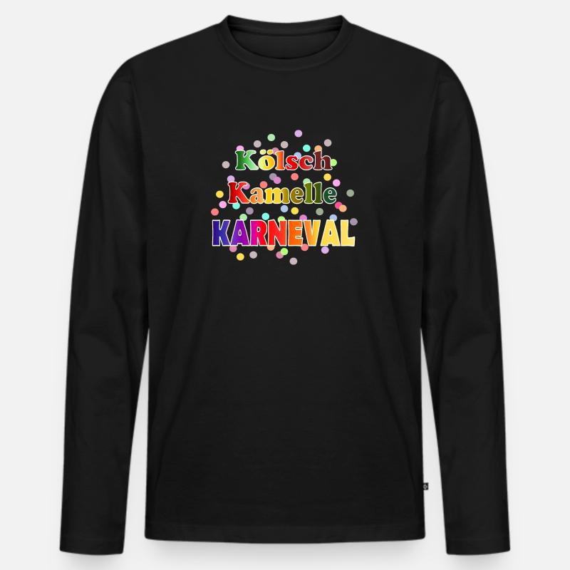 Kölsch Kamelle Karneval - Männer Premium Bio Langarmshirt - Schwarz