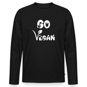 Go Vegan Veganer Veganerin Pro Veggie - T-shirt manches longues Premium bio Homme - noir - Devant - Nico (187cm)