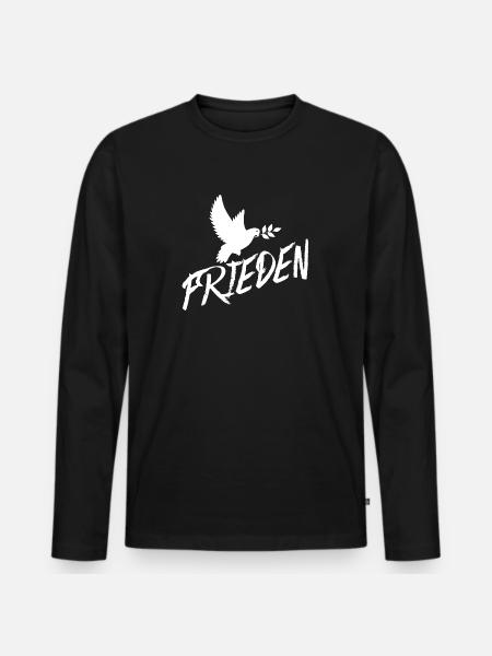 Frieden - Männer Premium Bio Langarmshirt - Schwarz