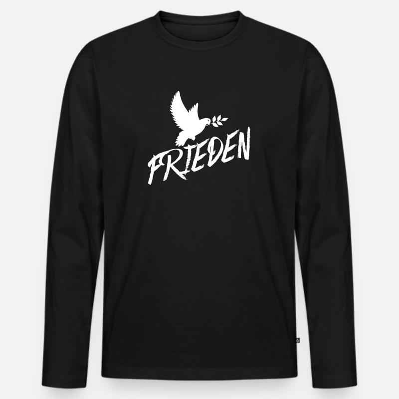 Frieden - Männer Premium Bio Langarmshirt - Schwarz