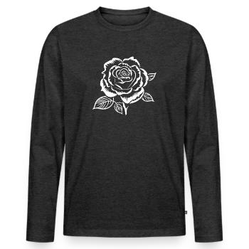 Rose blanche - T-shirt manches longues Premium bio Homme - anthracite chiné - Devant - Nico (187cm)