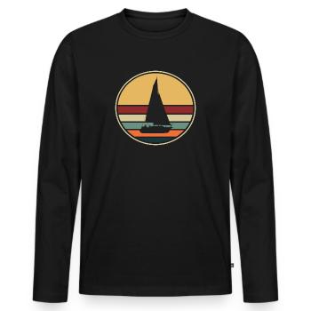 Segeln Segelboot Retro - Männer Premium Bio Langarmshirt - Schwarz - Vorne - Nico (187cm)