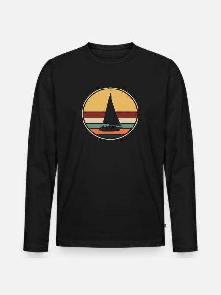 Segeln Segelboot Retro - Männer Premium Bio Langarmshirt - Schwarz