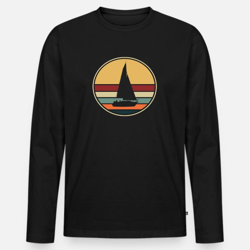 Segeln Segelboot Retro - Männer Premium Bio Langarmshirt - Schwarz
