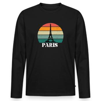 Paris - Men's Premium Organic Long Sleeve Shirt - black - Front - Nico (187cm)