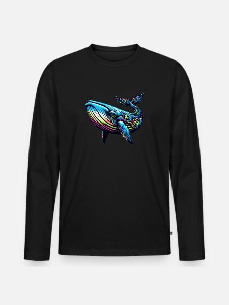 Blue whale - Men's Premium Organic Long Sleeve Shirt - black