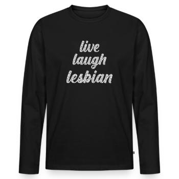 Live Laugh Lesbian - LGBTQIA+ sur le thème du léopard - T-shirt manches longues Premium bio Homme - noir - Devant - Nico (187cm)