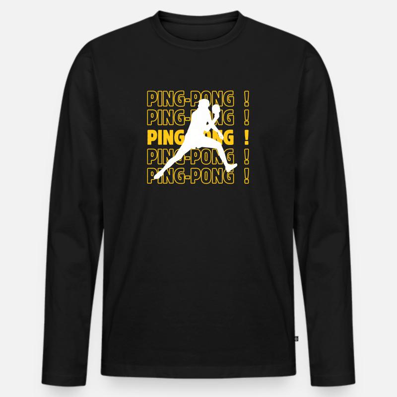 Tischtennis-Ping - Männer Premium Bio Langarmshirt - Schwarz