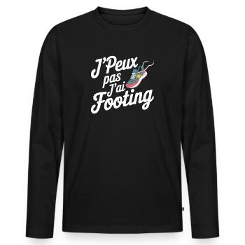 J'peux pas, j'ai footing - T-shirt manches longues Premium bio Homme - noir - Devant - Nico (187cm)