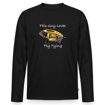 Ce gars aime monter des mouches Ghost Fly No1 - T-shirt manches longues Premium bio Homme - noir - Devant - Nico (187cm)