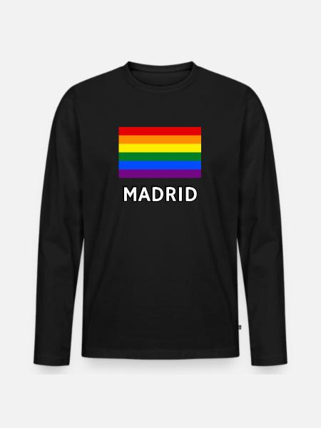 Pride Flag Madrid - Men's Premium Organic Long Sleeve Shirt - black