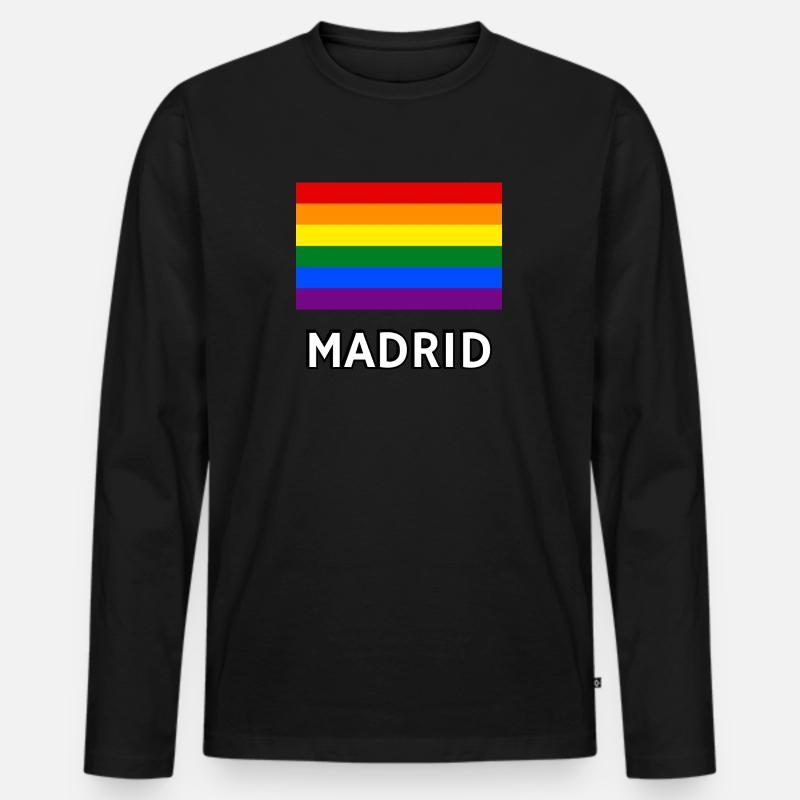 Pride Flagge Madrid - Männer Premium Bio Langarmshirt - Schwarz