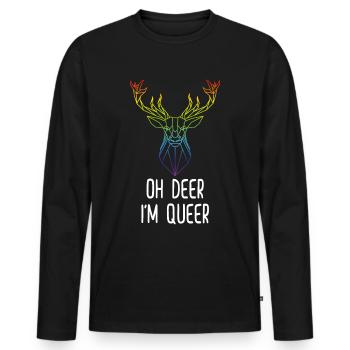 DEER Queer Hart Funny LGBTQ Gay Gift - Men's Premium Organic Long Sleeve Shirt - black - Front - Nico (187cm)