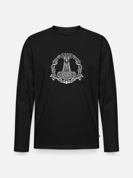 Mjolnir - Männer Premium Bio Langarmshirt - Schwarz