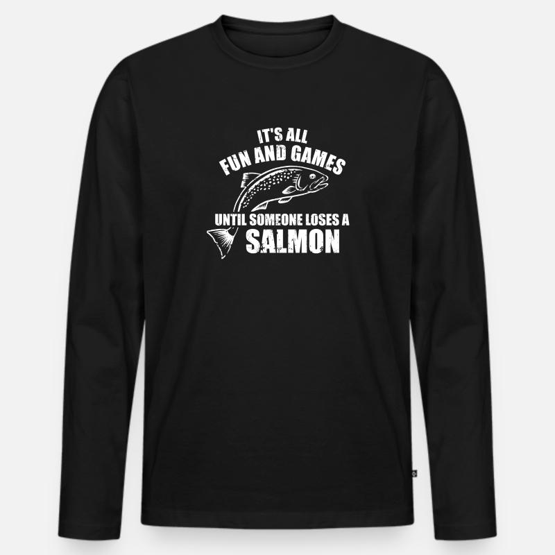 salmone - Maglia a manica lunga ecologica premium da uomo - nero