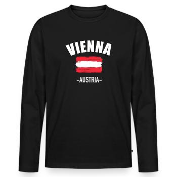 Vienna - Men's Premium Organic Long Sleeve Shirt - black - Front - Nico (187cm)