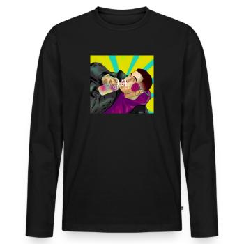 Im Gifted Drunk BOY Design für Klamotten und mehr - Männer Premium Bio Langarmshirt - Schwarz - Vorne - Nico (187cm)