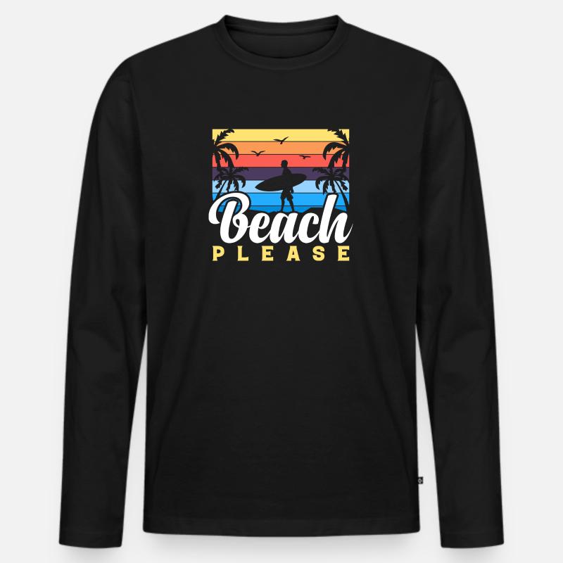 BEACH PLEASE - Männer Premium Bio Langarmshirt - Schwarz