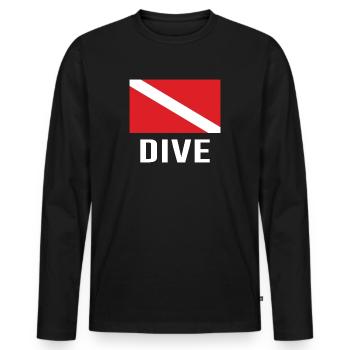 Plongée sous-marine Plongée sous-marine Plongée Flag Dive - T-shirt manches longues Premium bio Homme - noir - Devant - Nico (187cm)