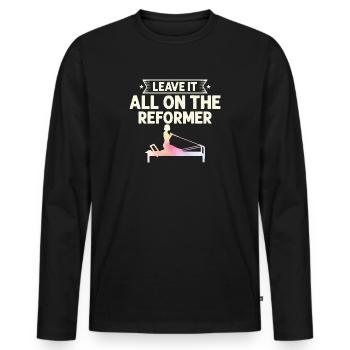 Leave It All On The Reformer Pilates Exercise - Männer Premium Bio Langarmshirt - Schwarz - Vorne - Nico (187cm)