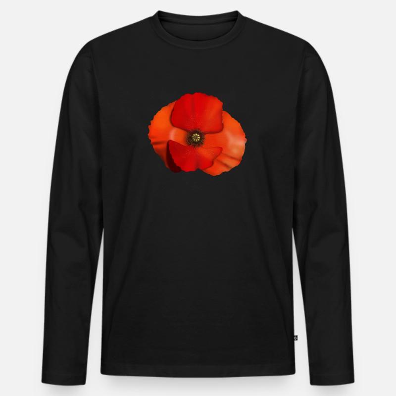 Mohnblume Blüte - Männer Premium Bio Langarmshirt - Schwarz