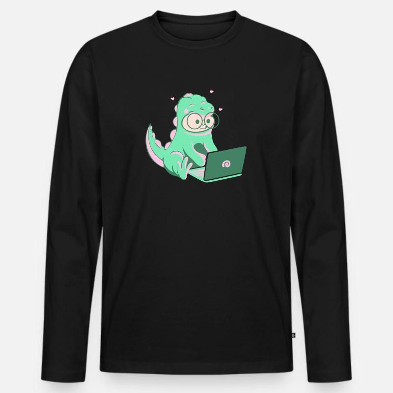 Dino Nerd - Männer Premium Bio Langarmshirt - Schwarz