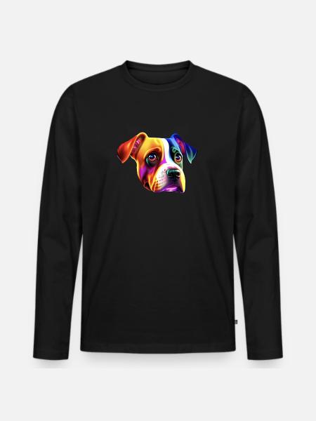 bunter Hund - Männer Premium Bio Langarmshirt - Schwarz