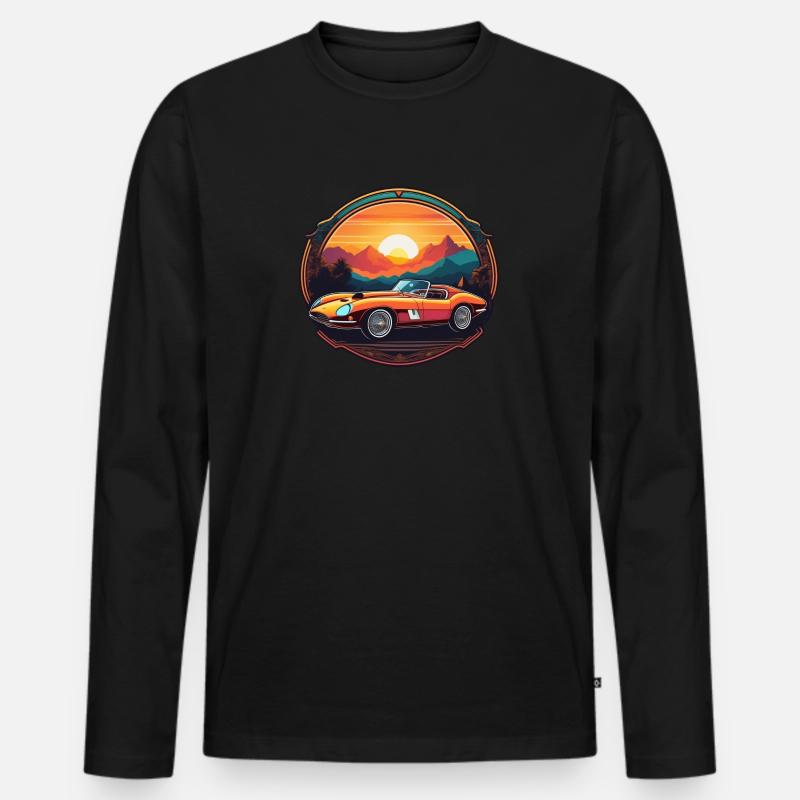 Oldtimer Sonnenuntergang - Männer Premium Bio Langarmshirt - Schwarz