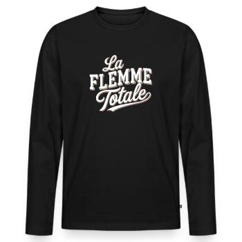 La flemme totale - T-shirt manches longues Premium bio Homme - noir - Devant - Nico (187cm)