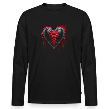 Corset coeur gothique - Saint Valentin Occulte - T-shirt manches longues Premium bio Homme - noir - Devant - Nico (187cm)