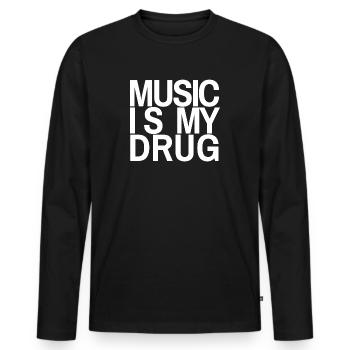 Musik ist meine Droge - Männer Premium Bio Langarmshirt - Schwarz - Vorne - Nico (187cm)