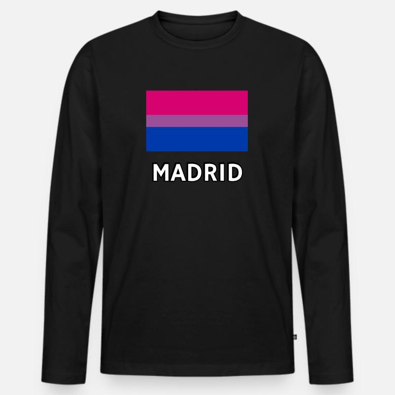 Bi Pride Flagge Madrid - Männer Premium Bio Langarmshirt - Schwarz