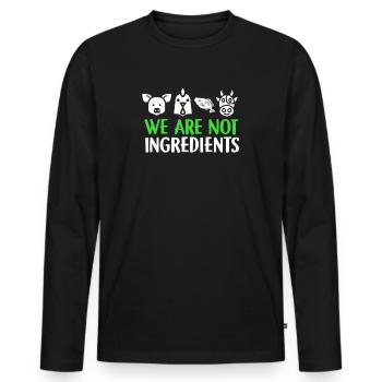Nous ne sommes pas Ingrédients vegan cadeau végétarien - T-shirt manches longues Premium bio Homme - noir - Devant - Nico (187cm)
