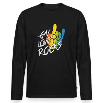 L’amour gay déchire - T-shirt manches longues Premium bio Homme - noir - Devant - Nico (187cm)