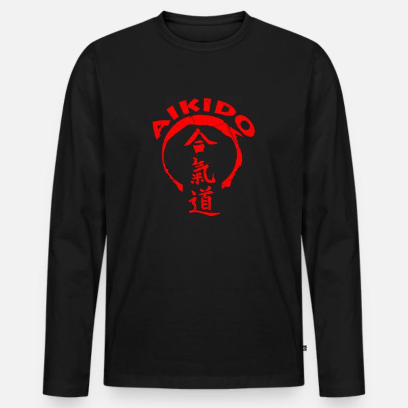 Aikido - Männer Premium Bio Langarmshirt - Schwarz