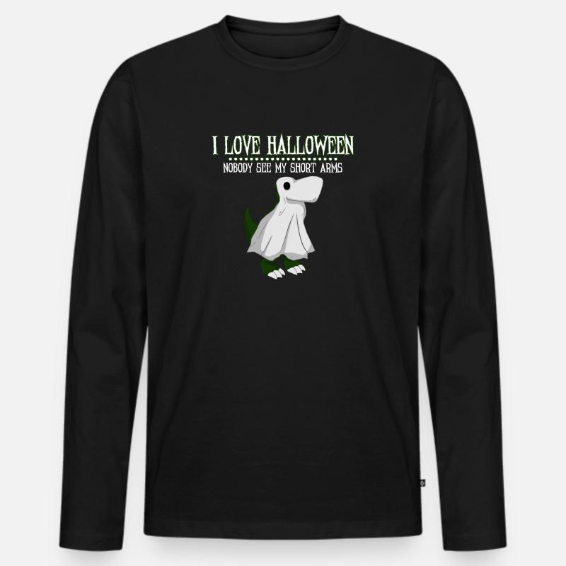 Ghost Dinosaur - Männer Premium Bio Langarmshirt - Schwarz